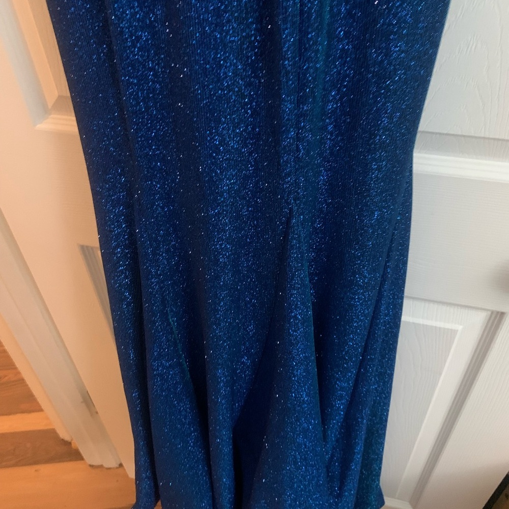 Elegant Blue Glitter strapless  Dress